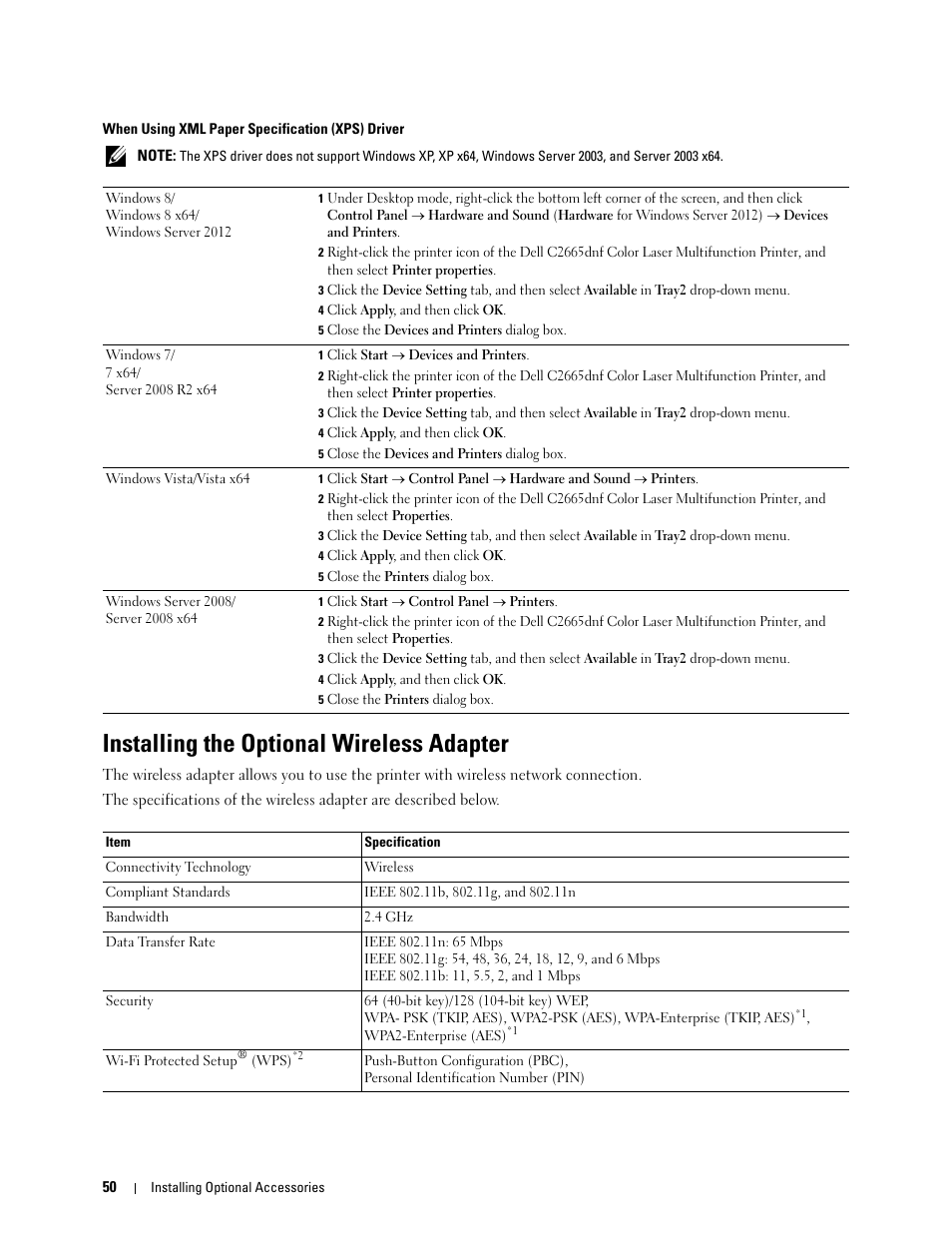 Installing the optional wireless adapter | Dell C2665dnf Color Laser Printer User Manual | Page 52 / 578