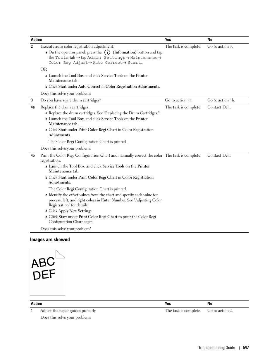 Images are skewed | Dell C2665dnf Color Laser Printer User Manual | Page 549 / 578