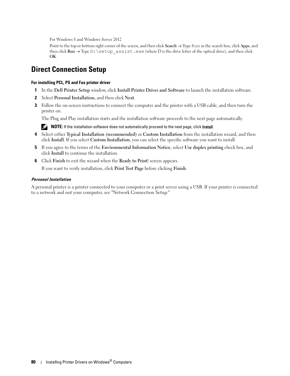 Direct connection setup | Dell C2665dnf Color Laser Printer User Manual | Page 82 / 578