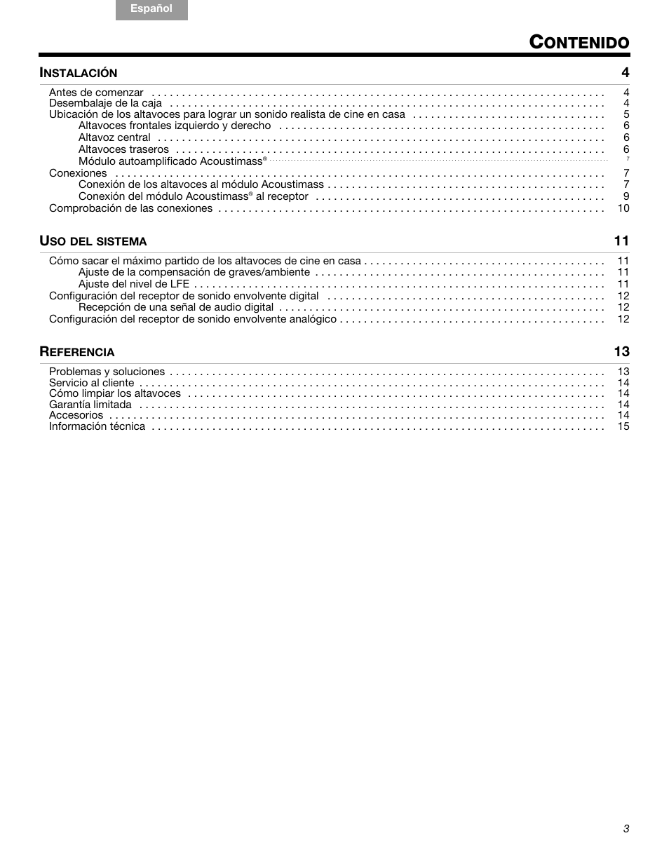 Ontenido | Bose Acoustimass 10 Series IV User Manual | Page 17 / 44