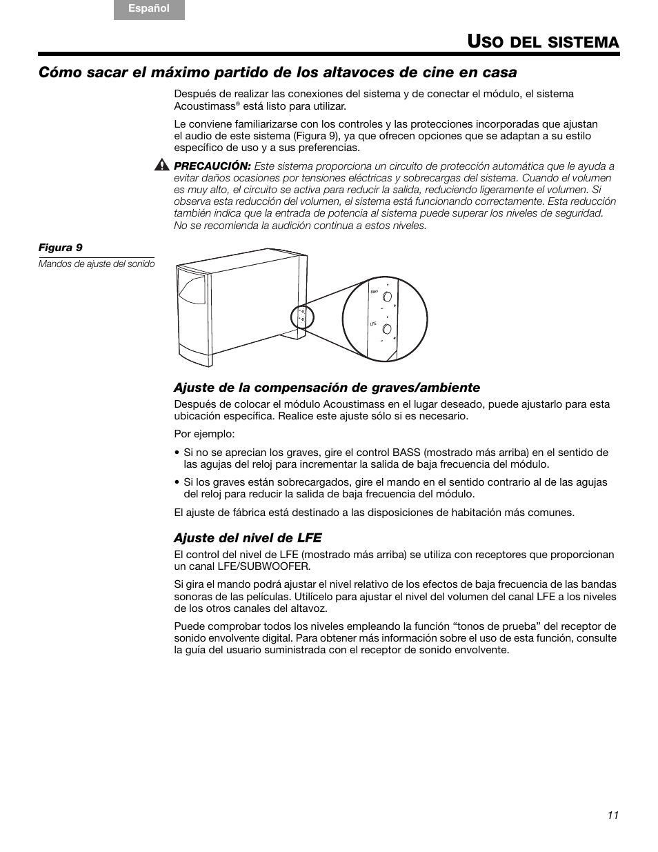 So del sistema | Bose Acoustimass 10 Series IV User Manual | Page 25 / 44
