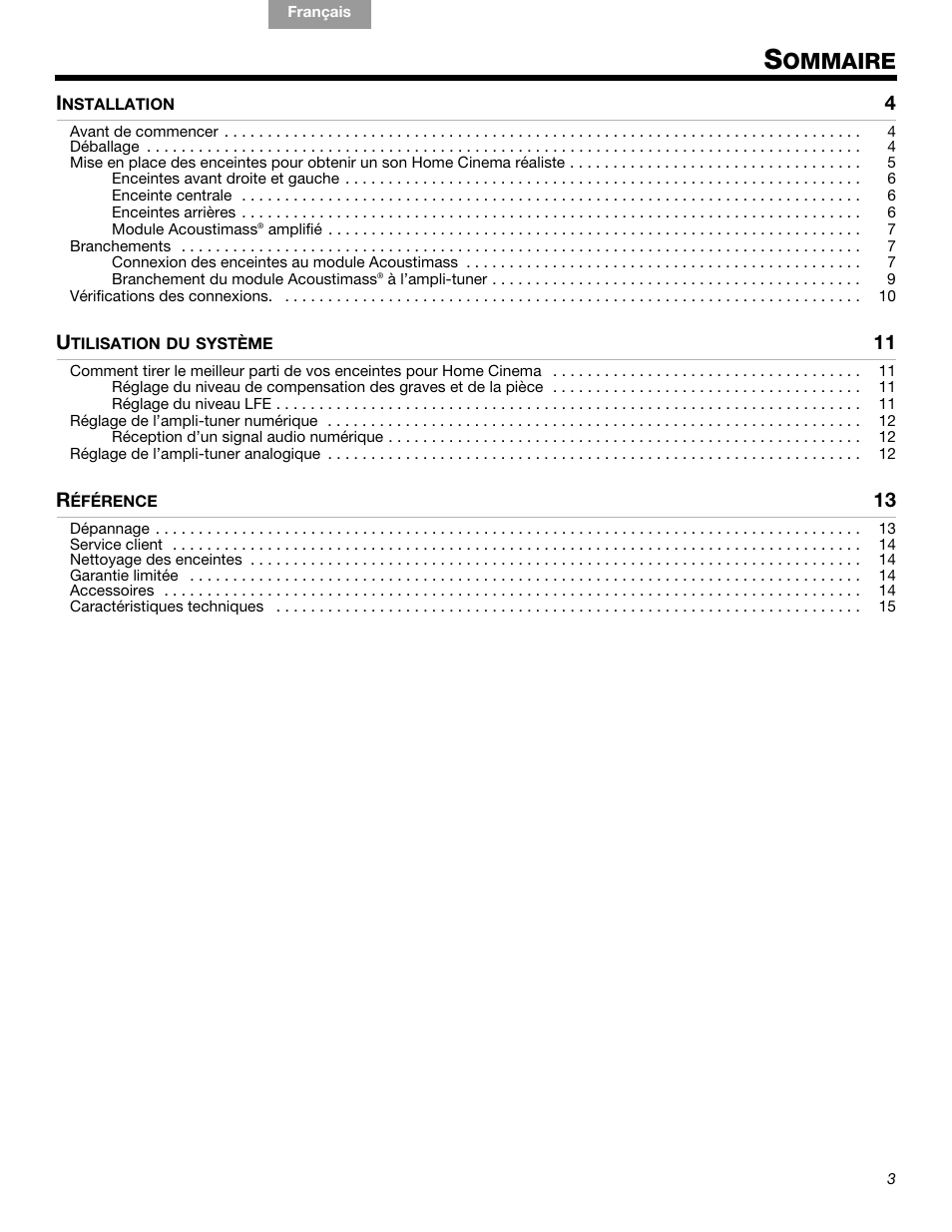 Ommaire | Bose Acoustimass 10 Series IV User Manual | Page 31 / 44