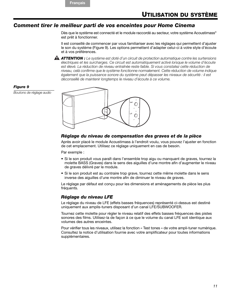 Tilisation du système | Bose Acoustimass 10 Series IV User Manual | Page 39 / 44