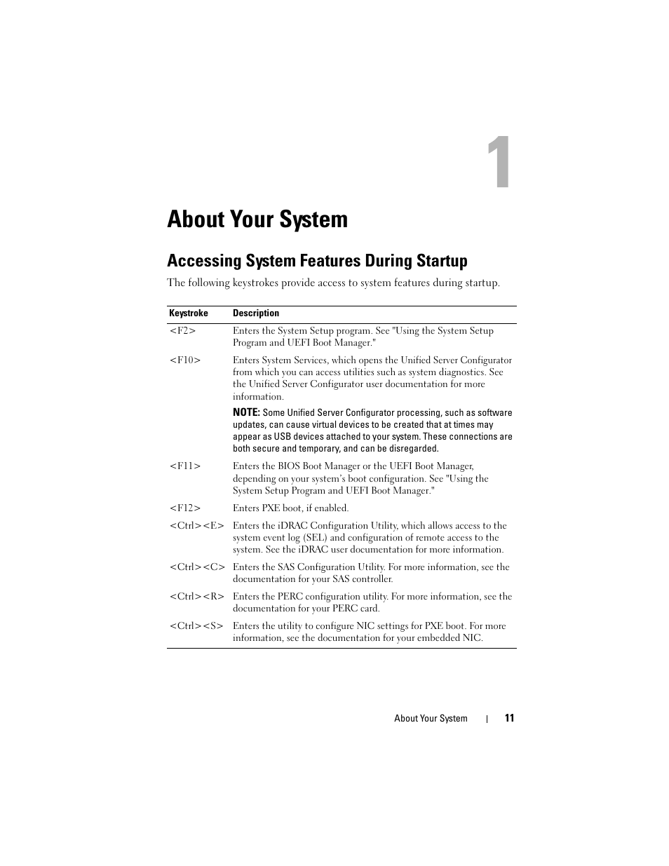 About your system, Accessing system features during startup | Dell POWEREDGE R710 User Manual | Page 11 / 208