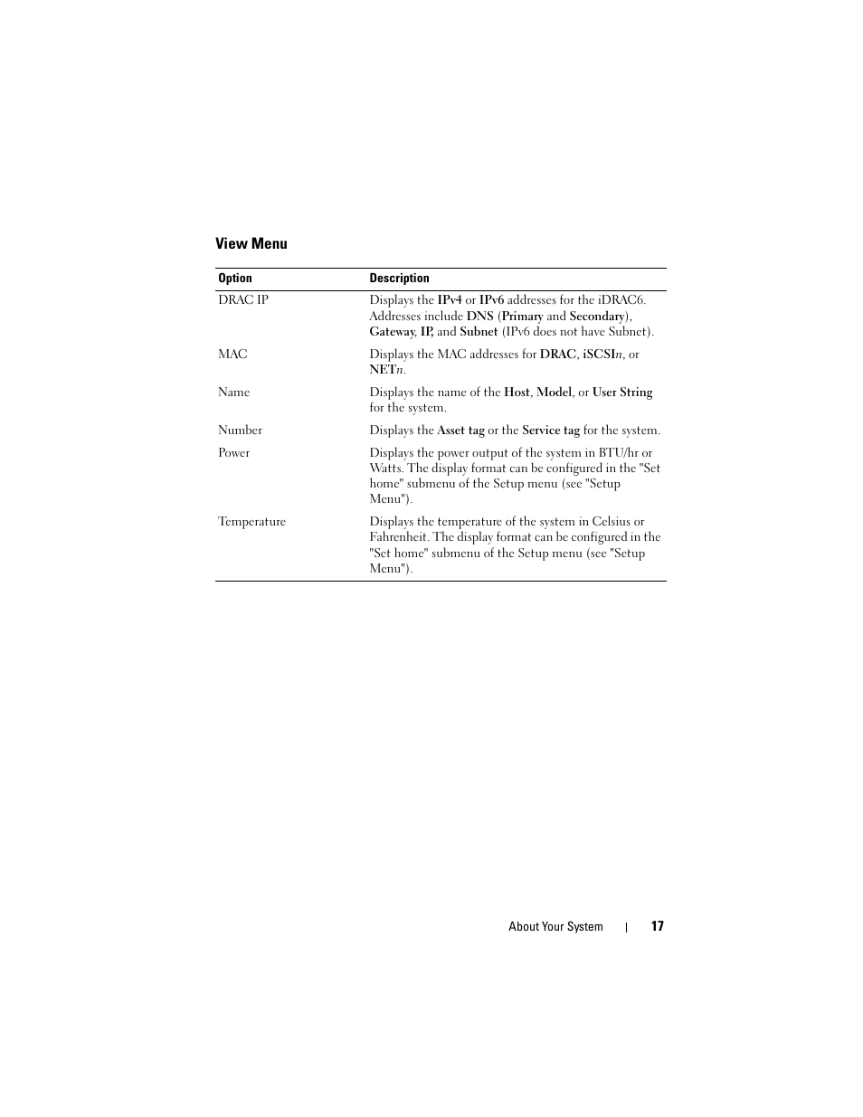 View menu | Dell POWEREDGE R710 User Manual | Page 17 / 208