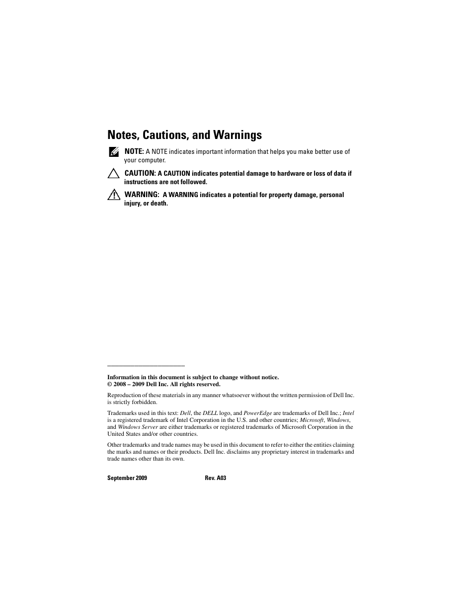 Notes, cautions, and warnings | Dell POWEREDGE R710 User Manual | Page 2 / 208