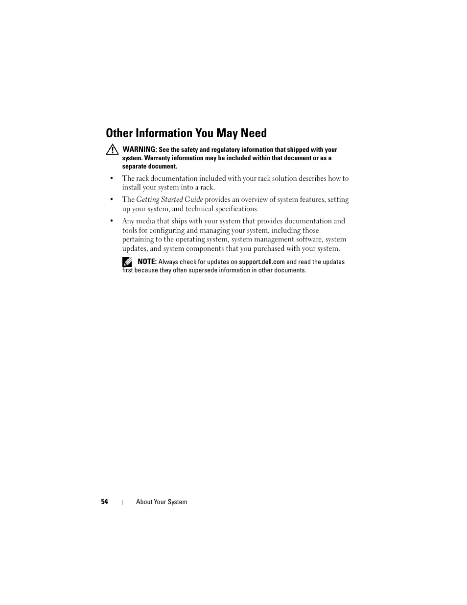 Other information you may need | Dell POWEREDGE R710 User Manual | Page 54 / 208