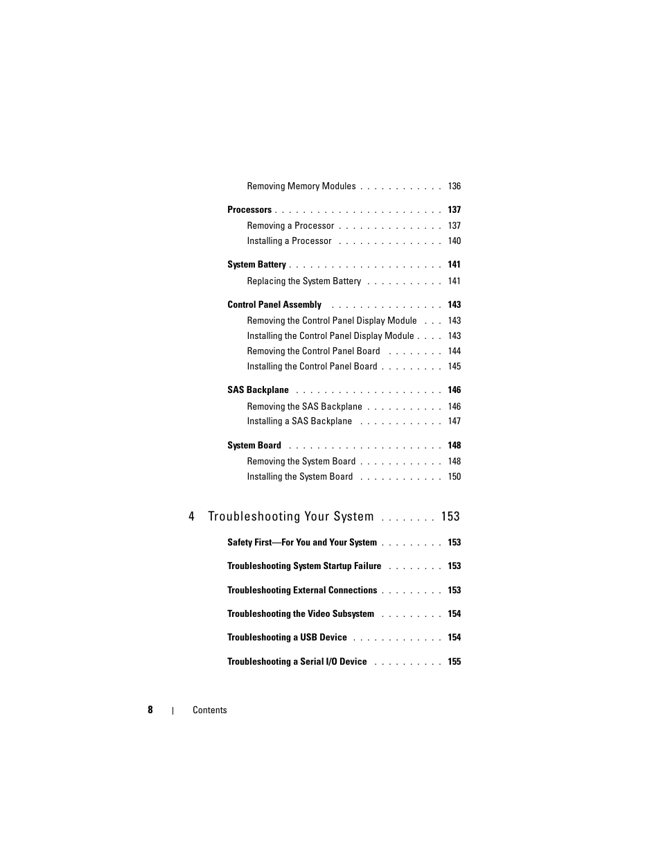 4troubleshooting your system | Dell POWEREDGE R710 User Manual | Page 8 / 208