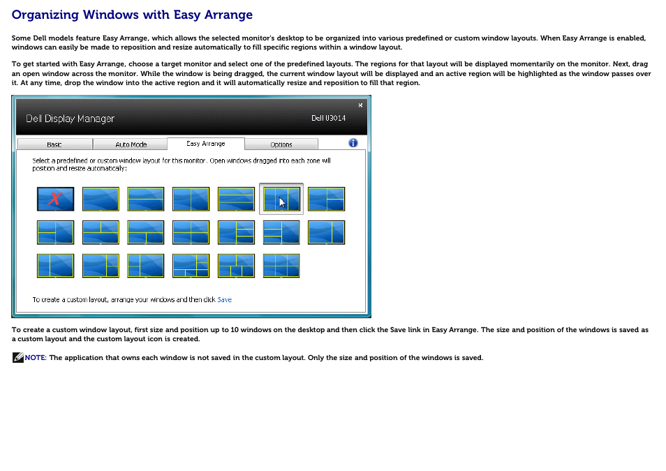 Organizing windows with easy arrange | Dell U3014 Monitor User Manual | Page 7 / 11