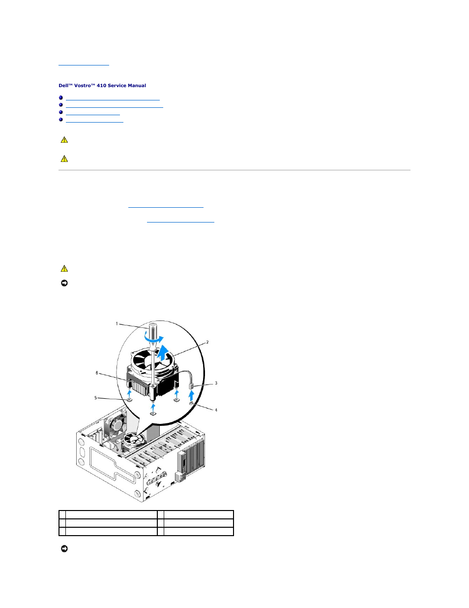 Fans, Remove the processor heat sink assembly | Dell Vostro 410 (Late 2008) User Manual | Page 25 / 62