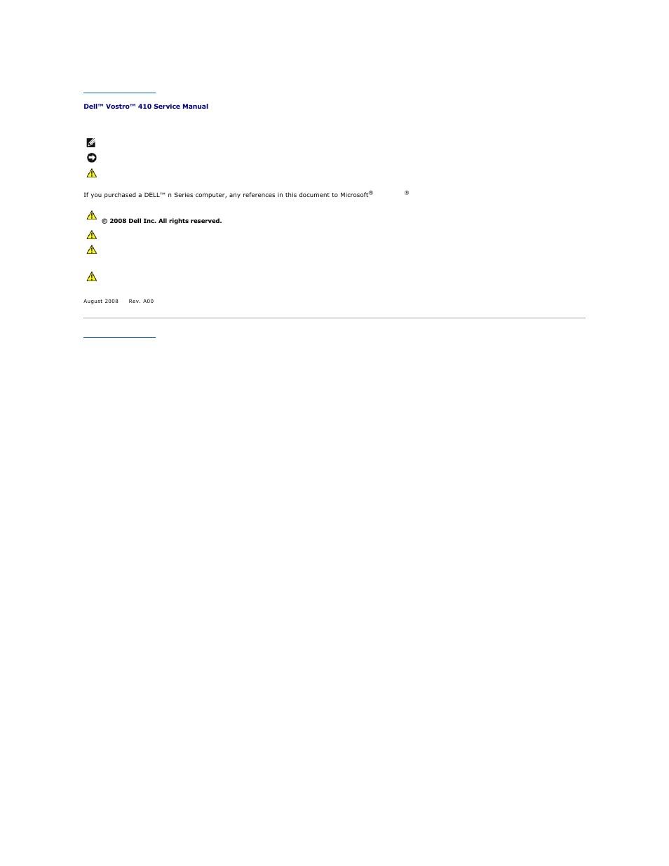 Dell Vostro 410 (Late 2008) User Manual | Page 44 / 62
