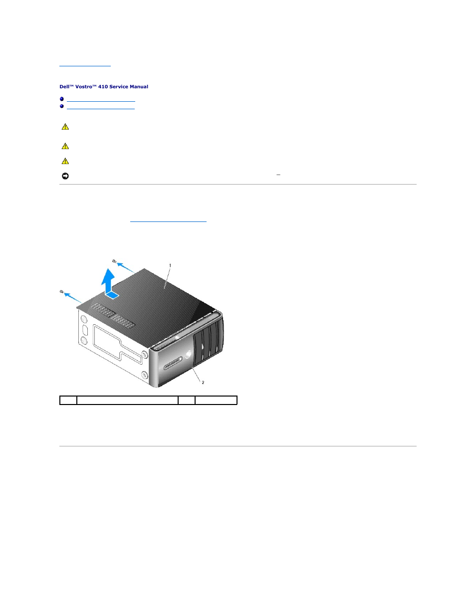 Computer cover, Removing the computer cover, Replacing the computer cover | Dell Vostro 410 (Late 2008) User Manual | Page 9 / 62