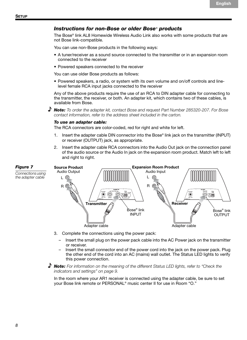 Instructions for non-bose or older bose, Products | Bose Homewide Wireless Audio Link Link AL8 User Manual | Page 8 / 14