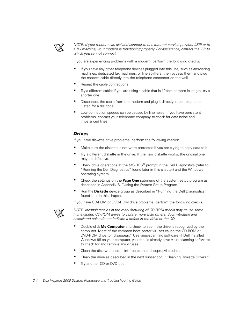 Drives, Drives -4 | Dell Inspiron 2000 User Manual | Page 42 / 132