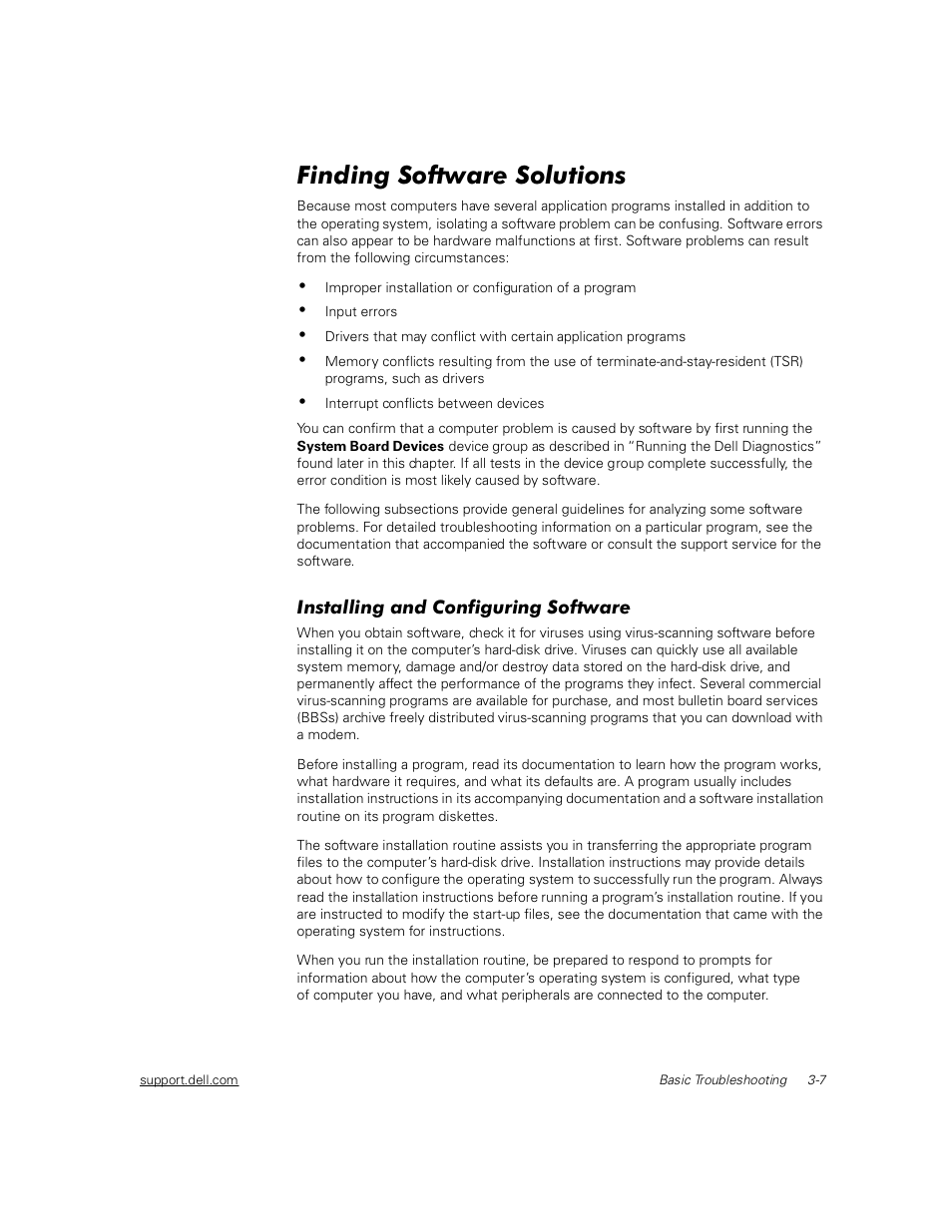 Finding software solutions, Installing and configuring software, Finding software solutions -7 | Installing and configuring software -7 | Dell Inspiron 2000 User Manual | Page 45 / 132