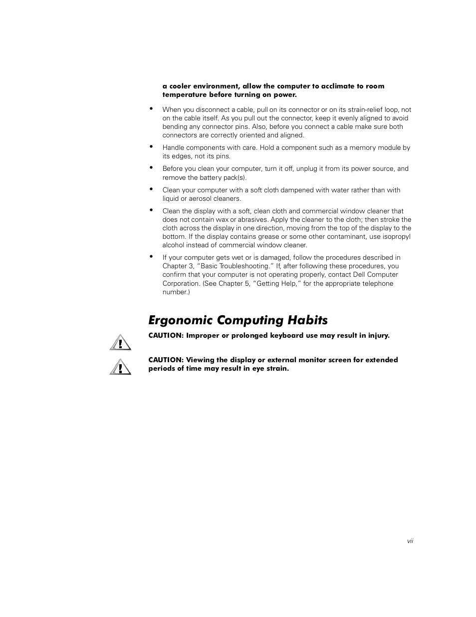 Ergonomic computing habits | Dell Inspiron 2000 User Manual | Page 5 / 132