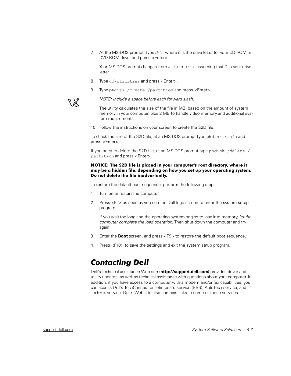 Contacting dell, Contacting dell -7 | Dell Inspiron 2000 User Manual | Page 63 / 132
