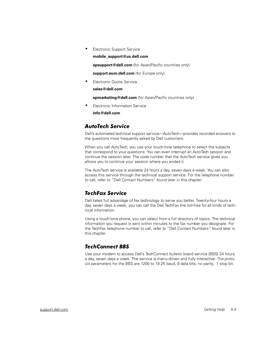 Autotech service, Techfax service, Techconnect bbs | Autotech service -3, Techfax service -3, Techconnect bbs -3 | Dell Inspiron 2000 User Manual | Page 67 / 132