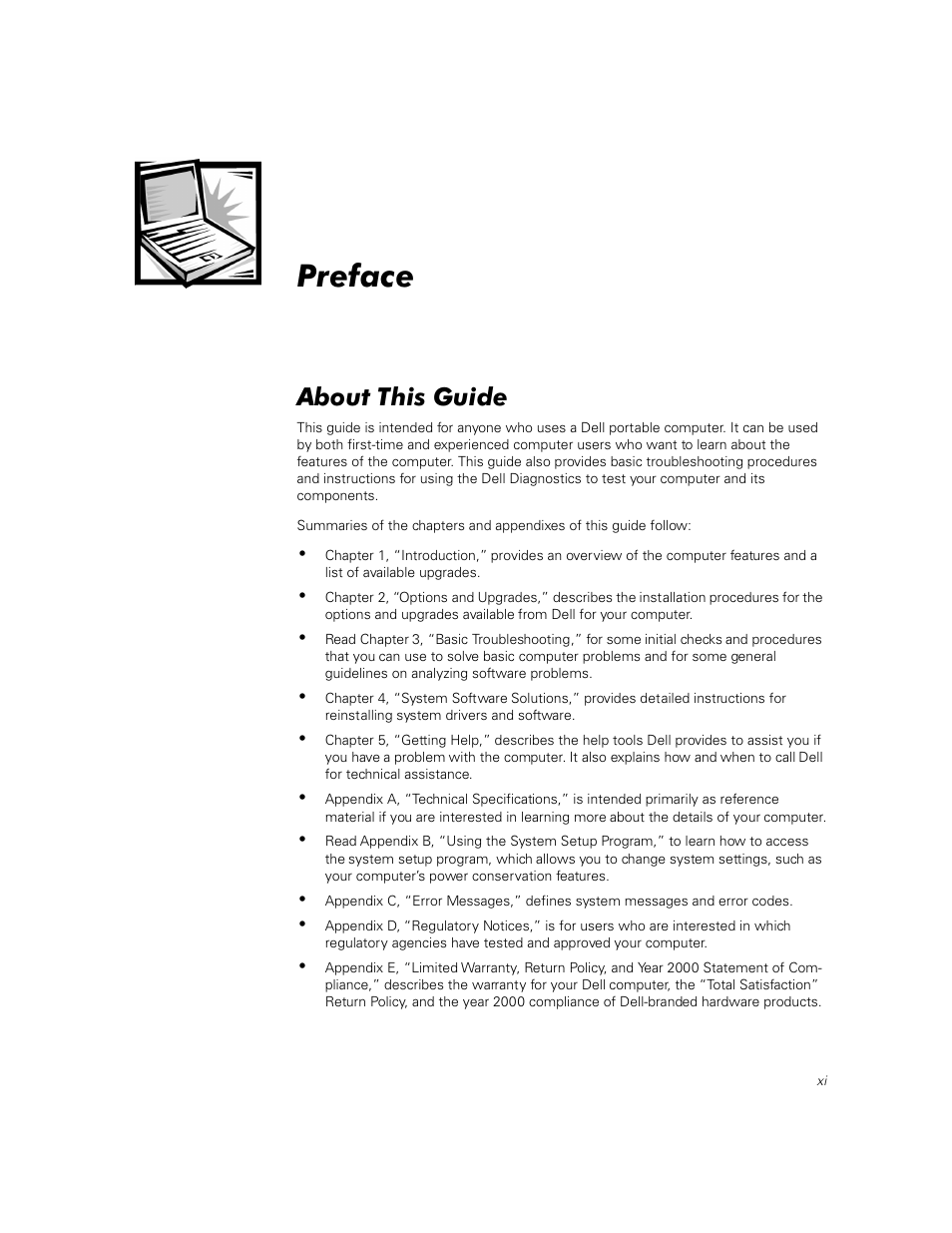 Preface, About this guide | Dell Inspiron 2000 User Manual | Page 9 / 132