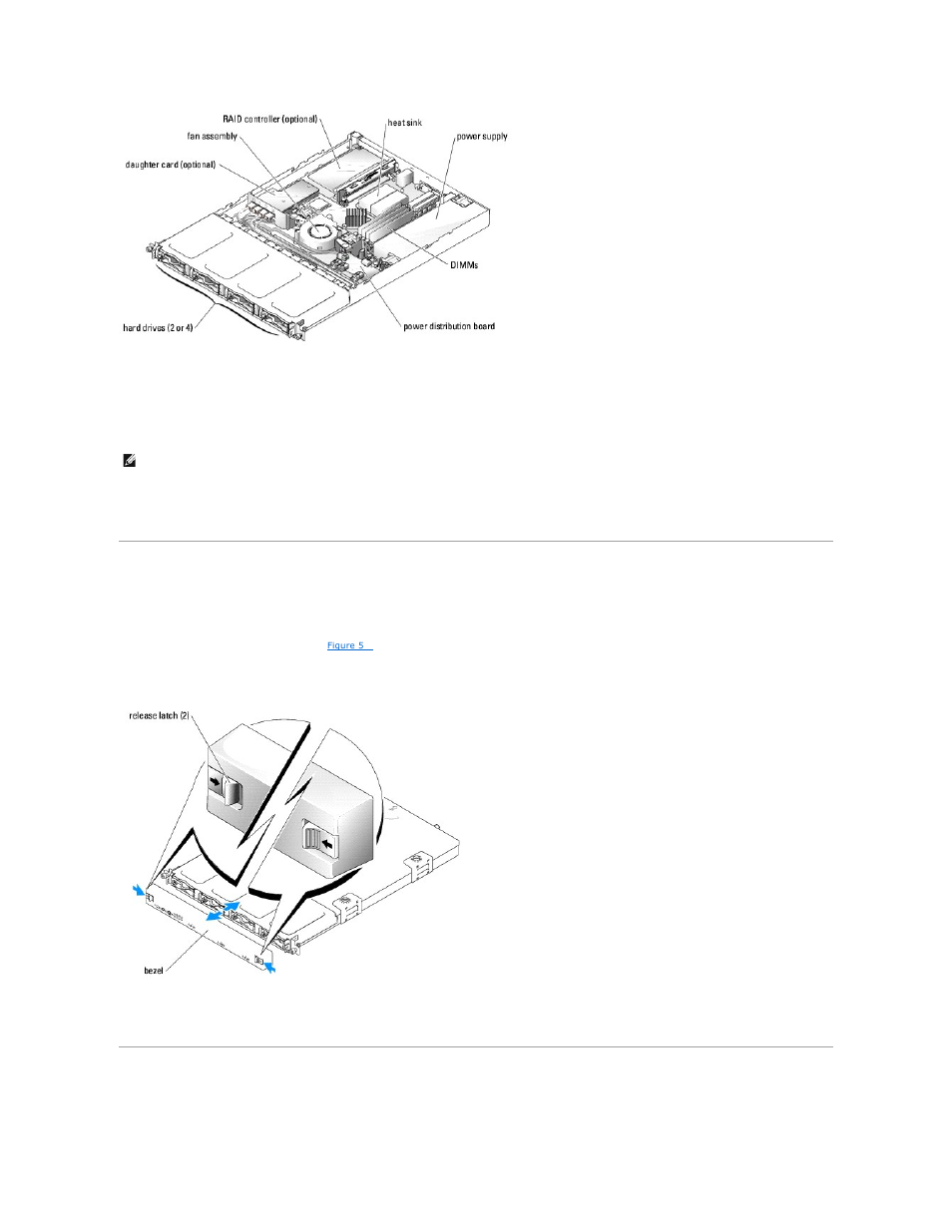 Removing and replacing the bezel, Opening the system | Dell PowerVault 745N User Manual | Page 44 / 80