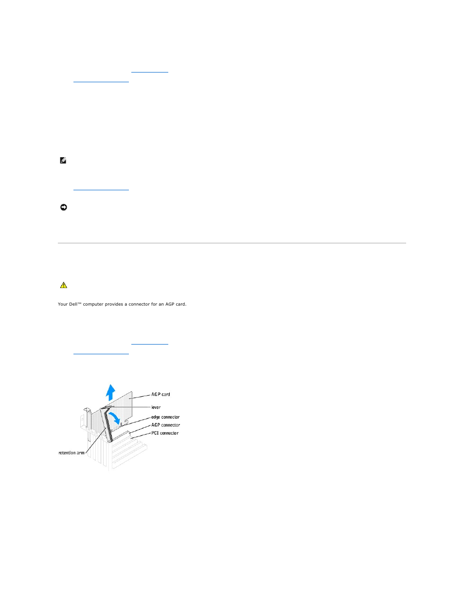 Agp cards, Removing an agp card | Dell XPS/Dimension XPS User Manual | Page 16 / 49