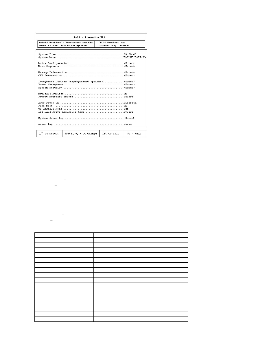 System setup screens | Dell XPS/Dimension XPS User Manual | Page 40 / 49