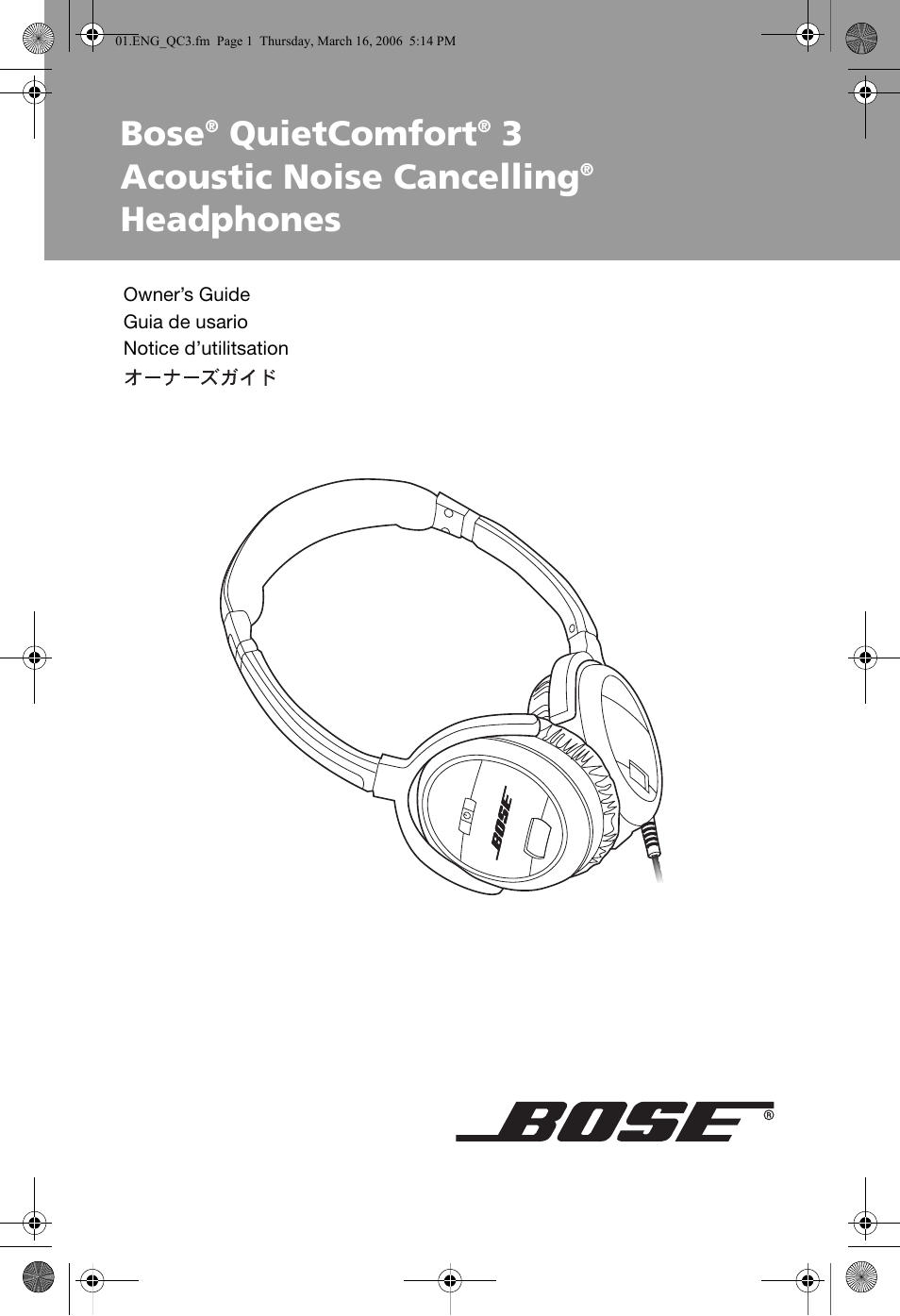 Bose QuietComfort 3 User Manual | 44 pages