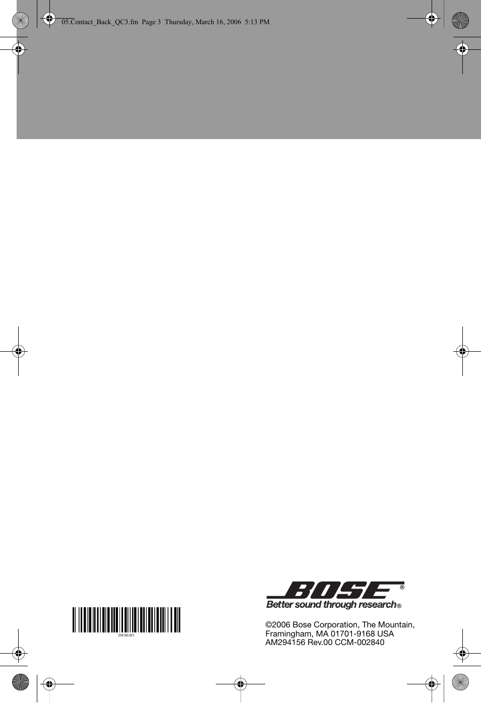 Bose QuietComfort 3 User Manual | Page 44 / 44