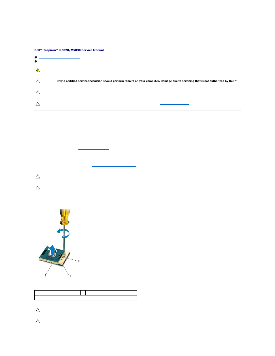 Processor module, Removing the processor module | Dell Inspiron 11z (1121, Late 2010) User Manual | Page 16 / 54