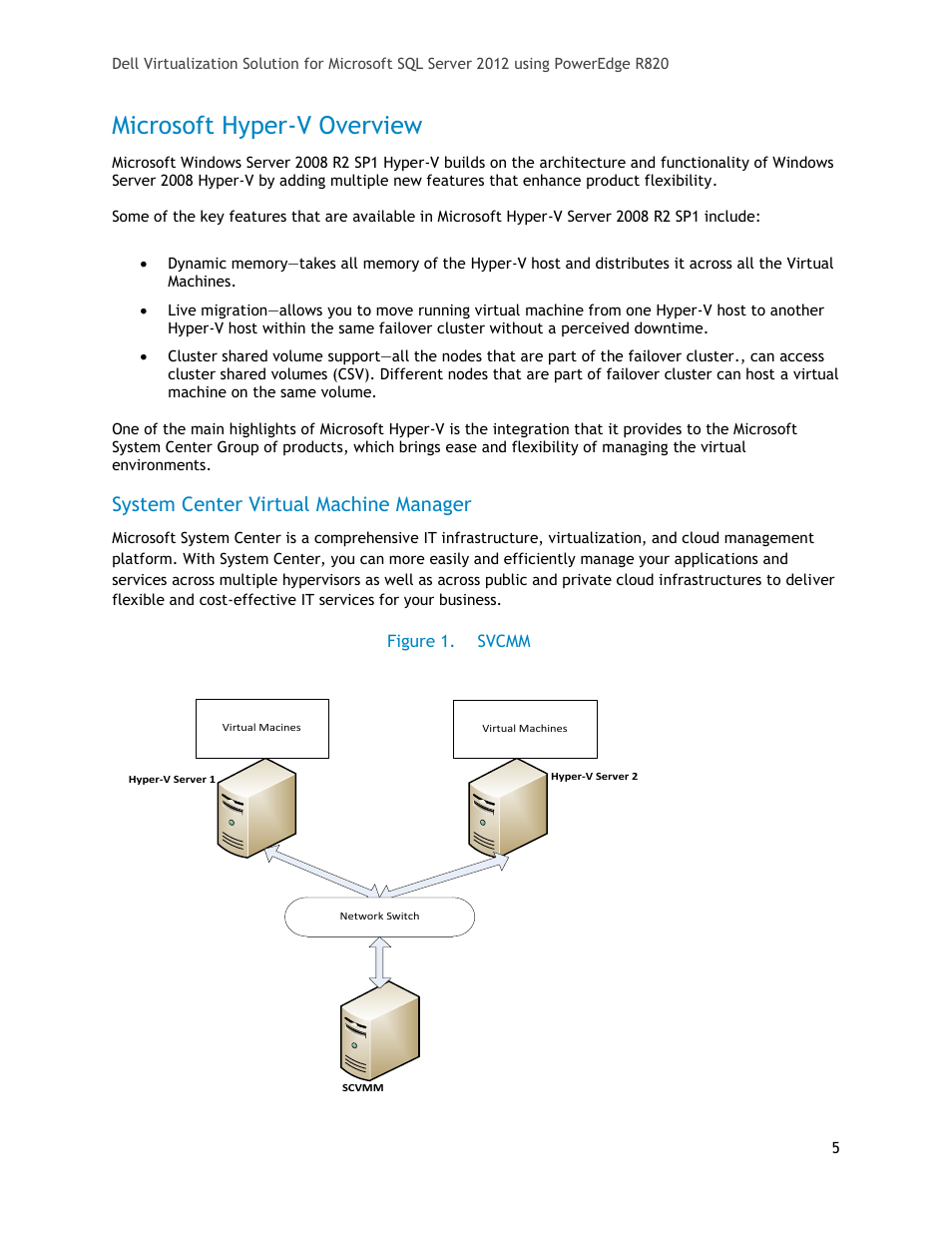 Microsoft hyper-v overview, System center virtual machine manager, Figure 1 | Svcmm | Dell PowerEdge R820 User Manual | Page 5 / 18