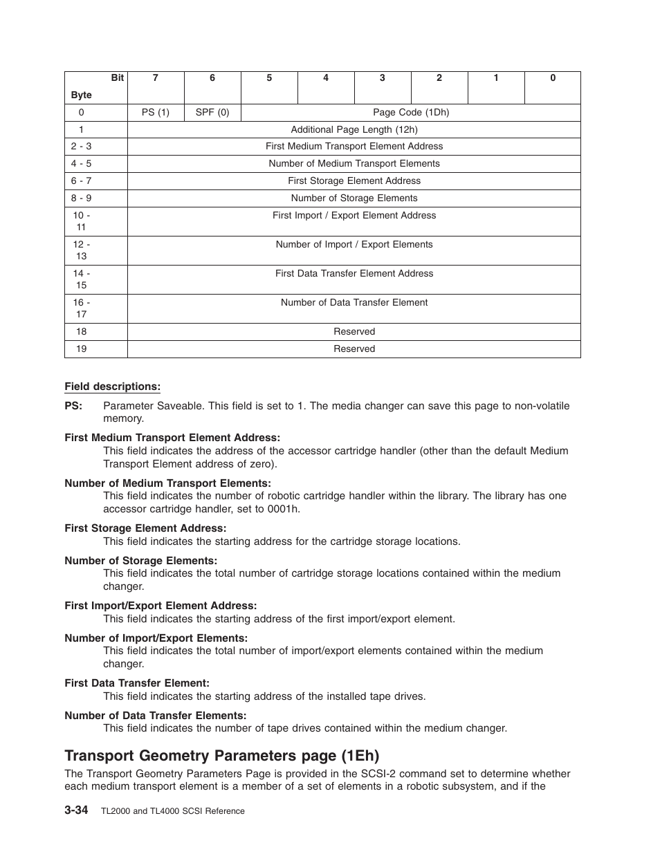 Transport, Geometry, Parameters | 1eh), Page | Dell PowerVault TL4000 User Manual | Page 48 / 116