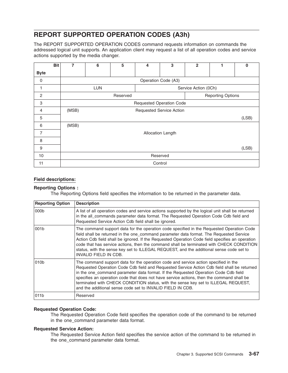 Report supported operation codes (a3h), Report, Supported | Operation, Codes, A3h) | Dell PowerVault TL4000 User Manual | Page 81 / 116