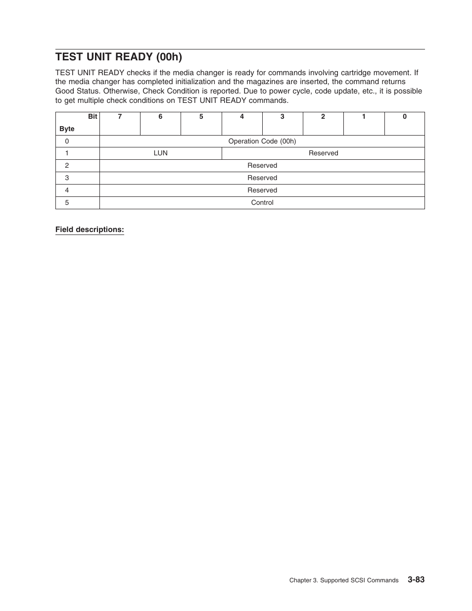 Test unit ready (00h), Test, Unit | Ready, 00h) | Dell PowerVault TL4000 User Manual | Page 97 / 116
