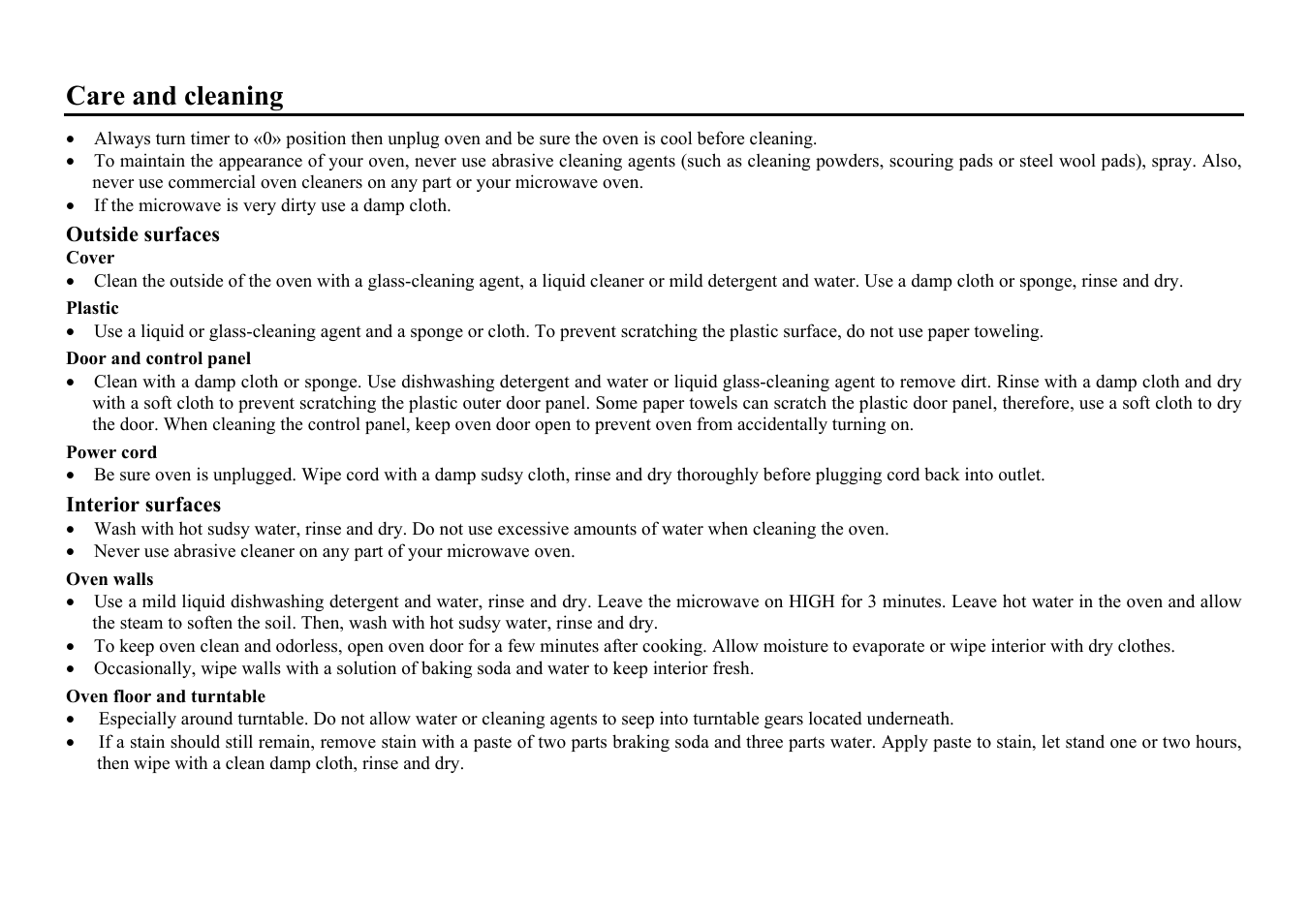 Care and cleaning | Hyundai H-MW1023 User Manual | Page 13 / 30