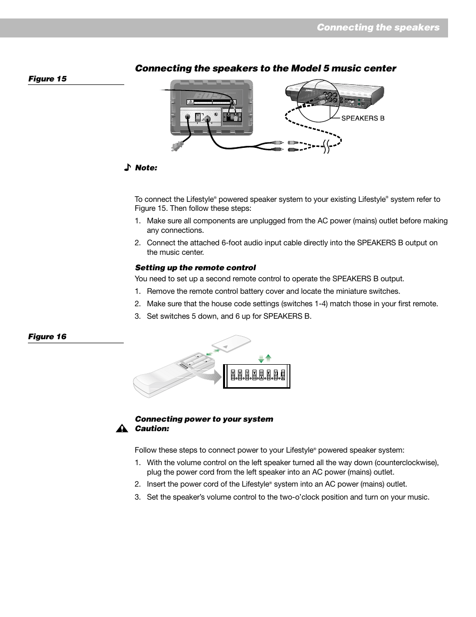 Connecting the speakers | Bose Lifestyle Surround Sound Speaker System User Manual | Page 15 / 19