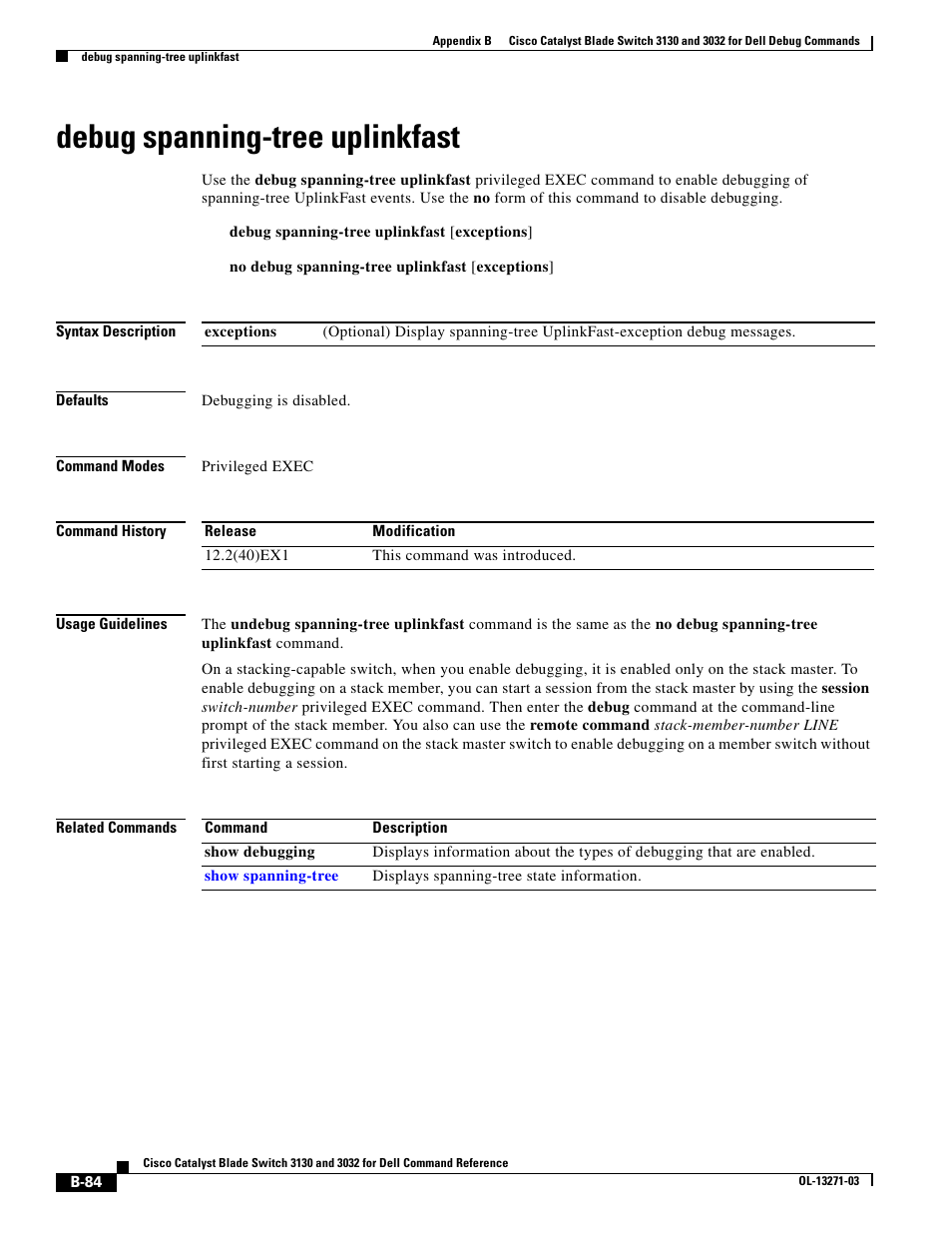 Debug spanning-tree uplinkfast | Dell POWEREDGE M1000E User Manual | Page 1000 / 1082