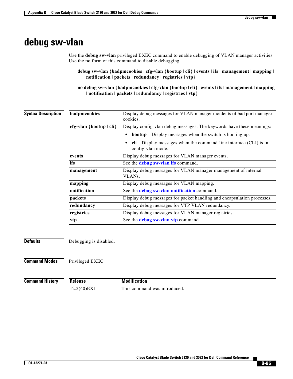 Debug sw-vlan | Dell POWEREDGE M1000E User Manual | Page 1001 / 1082