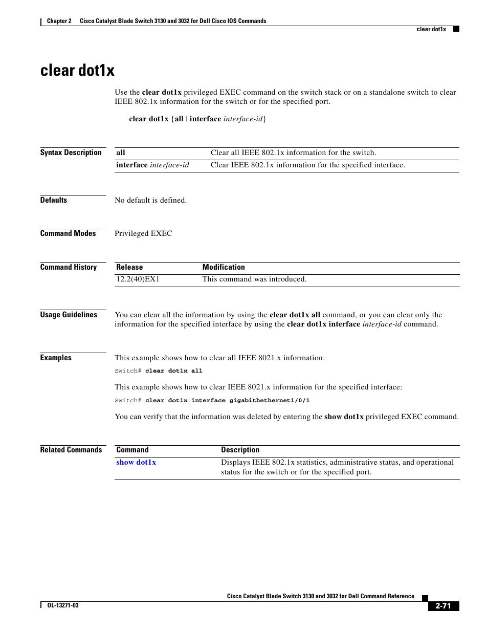 Clear dot1x | Dell POWEREDGE M1000E User Manual | Page 101 / 1082