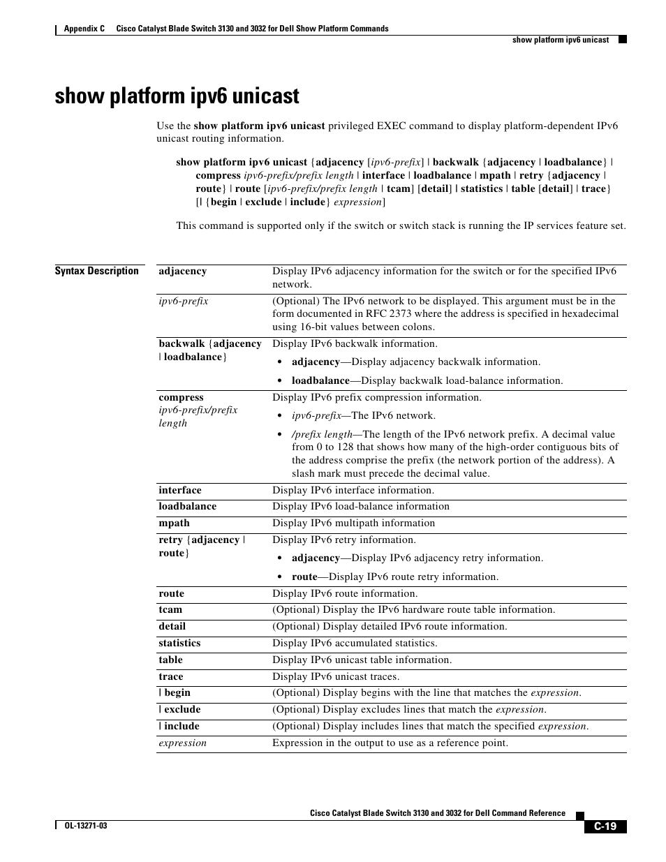 Show platform ipv6 unicast | Dell POWEREDGE M1000E User Manual | Page 1029 / 1082