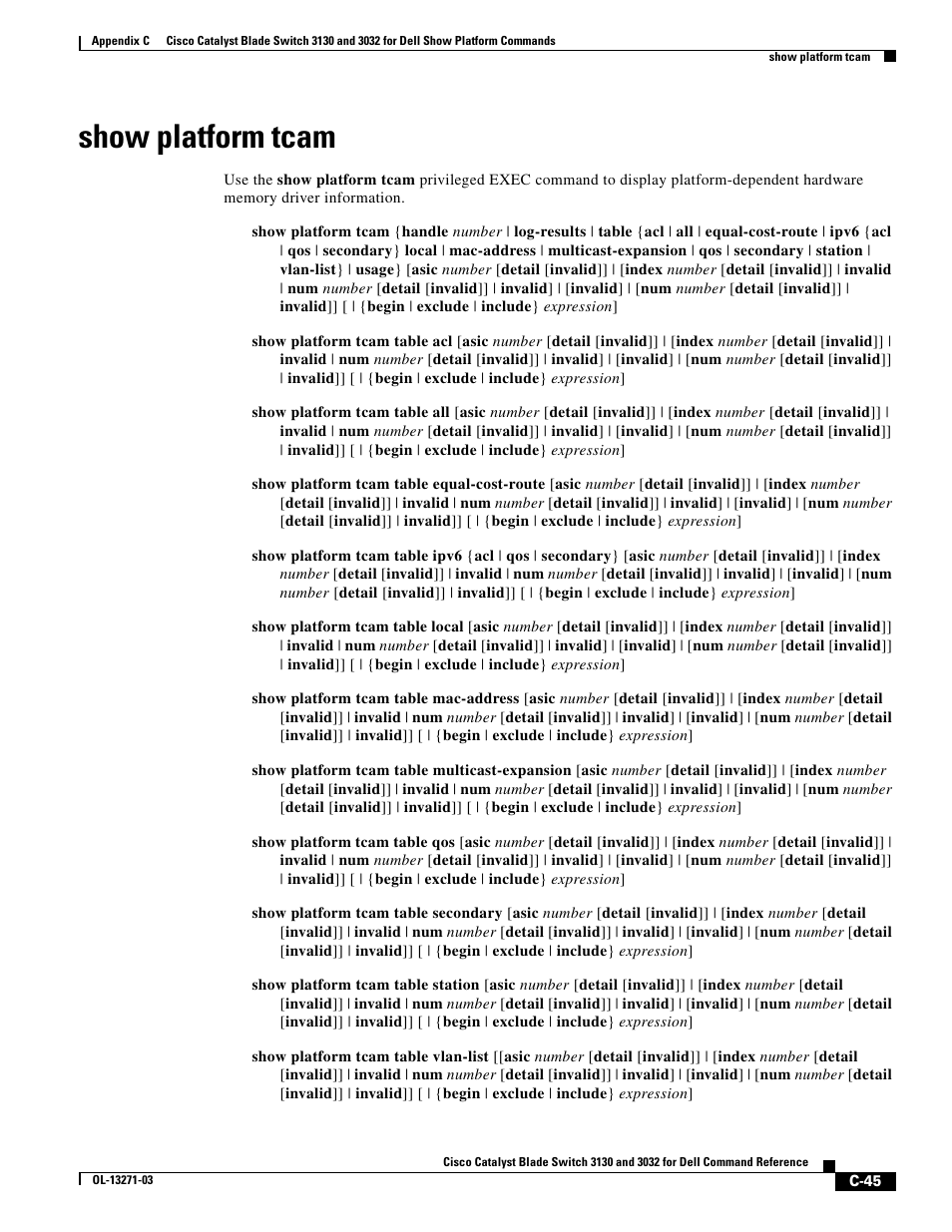 Show platform tcam | Dell POWEREDGE M1000E User Manual | Page 1055 / 1082