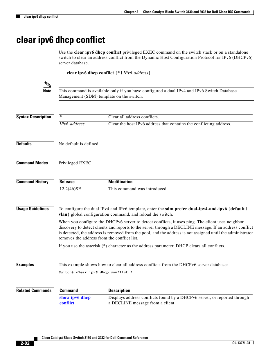 Clear ipv6 dhcp conflict | Dell POWEREDGE M1000E User Manual | Page 112 / 1082