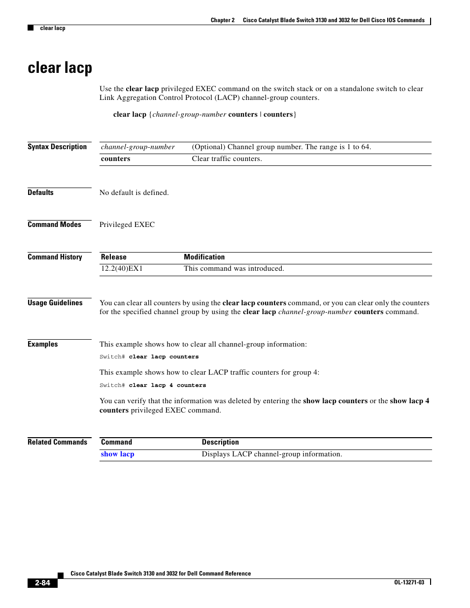 Clear lacp | Dell POWEREDGE M1000E User Manual | Page 114 / 1082