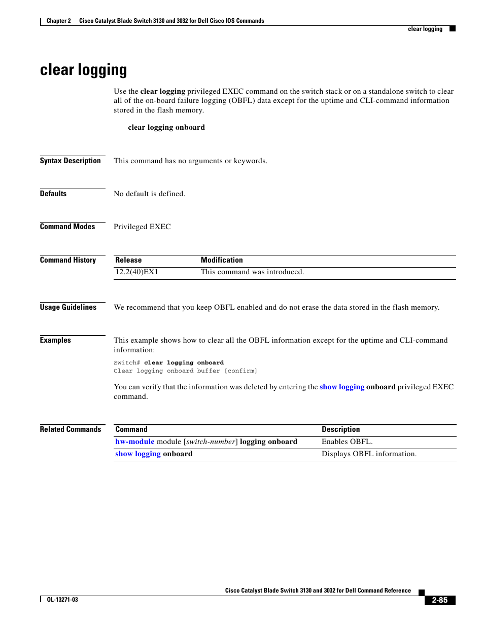 Clear logging | Dell POWEREDGE M1000E User Manual | Page 115 / 1082