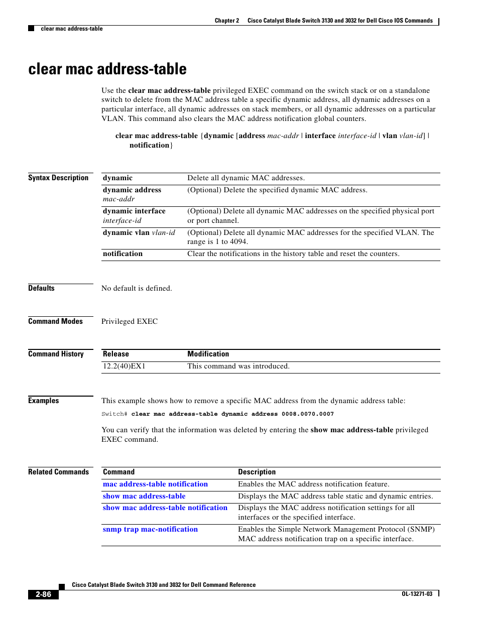 Clear mac address-table | Dell POWEREDGE M1000E User Manual | Page 116 / 1082