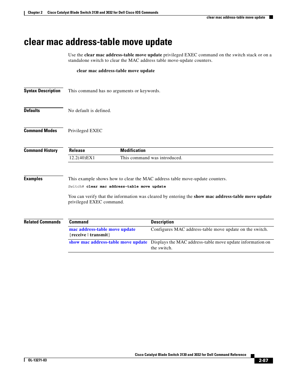 Clear mac address-table move update | Dell POWEREDGE M1000E User Manual | Page 117 / 1082