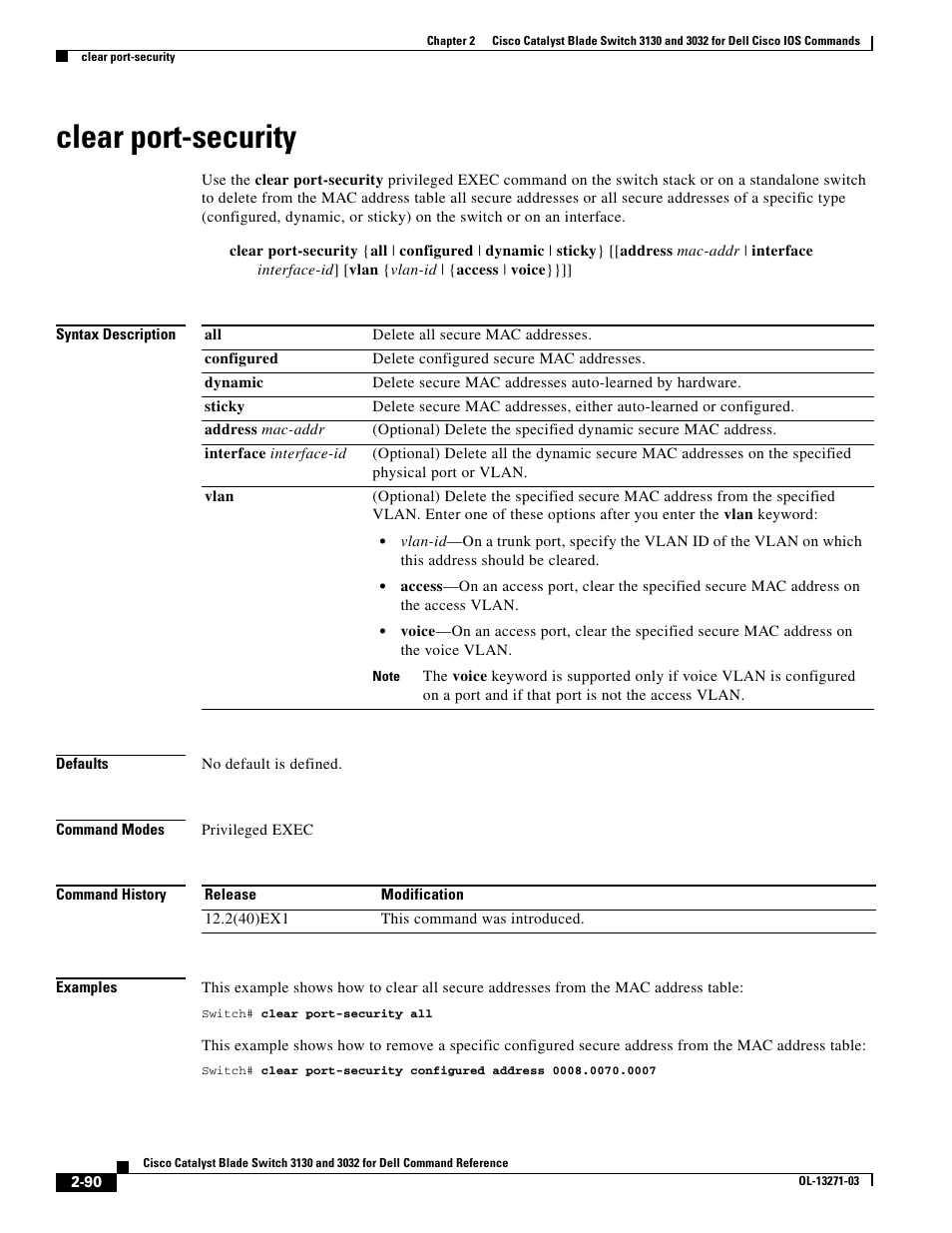 Clear port-security | Dell POWEREDGE M1000E User Manual | Page 120 / 1082