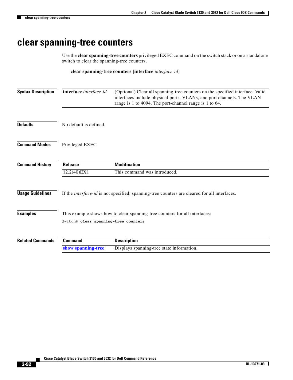 Clear spanning-tree counters | Dell POWEREDGE M1000E User Manual | Page 122 / 1082