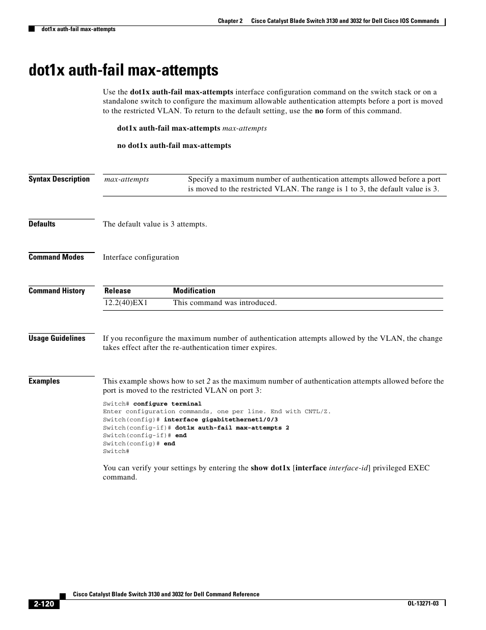 Dot1x auth-fail max-attempts | Dell POWEREDGE M1000E User Manual | Page 150 / 1082