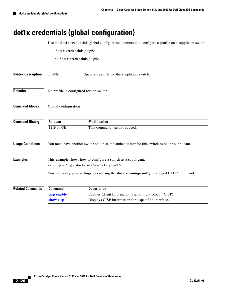 Dot1x credentials (global configuration) | Dell POWEREDGE M1000E User Manual | Page 156 / 1082