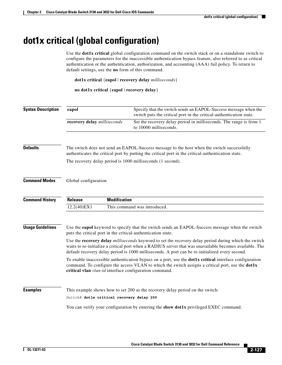 Dot1x critical (global configuration) | Dell POWEREDGE M1000E User Manual | Page 157 / 1082